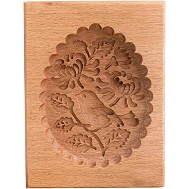 Imagem de FUNGTN Moldes de biscoito de flores Windwill de madeira, cortador de biscoito tipo prensa com forma de vento 3D, moldes de impressão esculpidos à mão, carimbo, biscoitos de chocolate, bolo, ferramenta