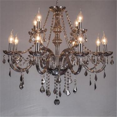 Imagem de Lustre de cristal de luxo europeu com LED, estilo americano, para sala de estar, restaurante, quarto, villa, hotel, loja de roupas, salão de beleza, café, bar, karaokê (AA, 12 lâmpadas).