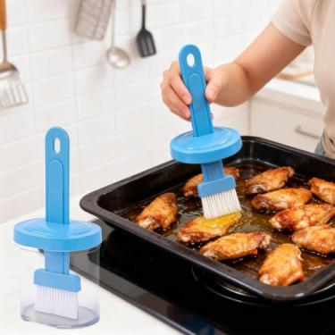 Imagem de Escova de óleo com garrafa de silicone de armazenamento para cozinhar, assar, churrasco, utensílios de cozinha, recarregável, resistente a vazamentos, dispensador de molho