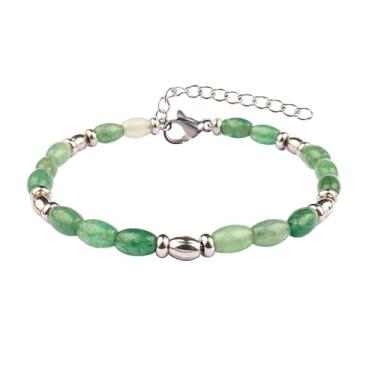 Imagem de JMLOON Pulseiras femininas com contas de pedra natural de aço inoxidável ajustável, lápis-lazúli, olho de tigre, aventurina, quartzo rosa, One Size, Aço inoxidável, Ágata