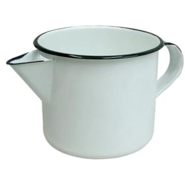Imagem de Caneca Leiteira Esmaltada com Bico – Cor Branco, Fervedor Prático para Leite, Molhos, Água e Chá – Antiderrapante e Resistente 1litro