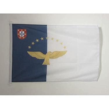 Imagem de Bandeira Náutica dos Açores 18'' x 12'' - Portugal - Bandeiras dos Açores 30 x 45 cm - Banner 30.5x45.7 cm para barco - Drapeau Açores AZ FLAG