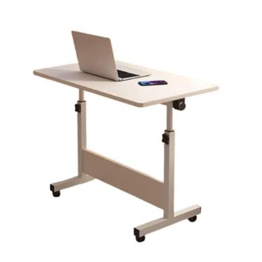 Imagem de Mesa dobrável ajustável sobre a cama, mesa móvel com rodas 40 * 60 cm/40 * 80 cm faixa de elevação 65 * 87 pernas de aço grosso sentado em pé mesa laptop mesa branca 40 * 80 cm