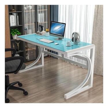 Imagem de HGTRH Mesa de computador de vidro temperado, mesa de jogos com moldura de aço carbono, mesa de escritório em casa, mesa de trabalho, fácil de instalar, para sala de estar, quarto, escritório, D, 80 x