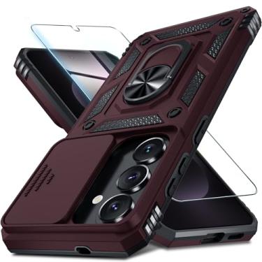 Imagem de Janmitta Compatível com Samsung Galaxy S26 capa de lente de câmera deslizante embutida + protetor de tela + suporte de anel de dedo, capa de telefone de corpo inteiro resistente à prova de choque