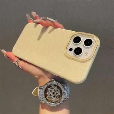 Imagem de HTVJFX Capa de celular luxuosa com glitter e gelatina de silicone macio à prova de choque para iPhone 14 Pro Max (para iPhone 14 Pro Max/Amarelo)