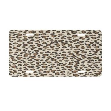 Imagem de Linda placa de licença marrom leopardo para frente do carro placas de carro alumínio metal adequado para caminhão, placa de porta de carro, bar, café, acessórios automotivos para homens e mulheres 15