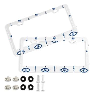 Imagem de SEHANY Molduras para placa de carro que tudo vêem, moldura de placa de carro de alumínio à prova de ferrugem com furos e parafusos elípticos serve para acessórios de carro de tamanho padrão de