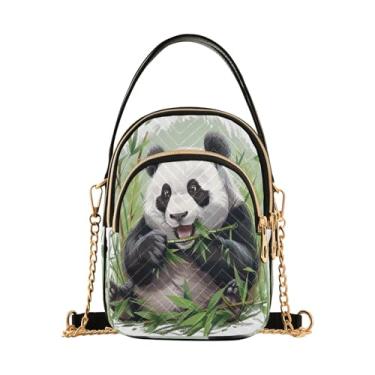 Imagem de Wolf in Starry Night Bolsa tiracolo antirroubo feminina bolsas e bolsas carteiro para mulheres, Panda fofo, 15*21*8cm