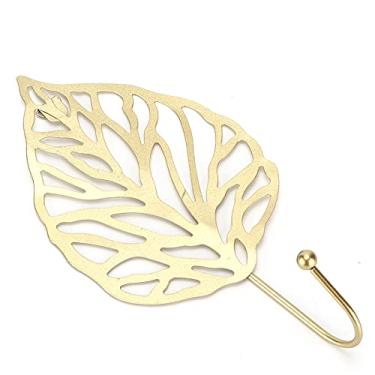 Imagem de Gancho de metal criativo mini cabide em forma de folha dourada funcional elegante conveniente para porta do armário banheiro cozinha ferro cetim ouro (Dourado B)