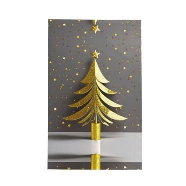 Imagem de XLLingL Toalhas de cozinha de waffle com estampa de árvore de Natal com glitter dourado, panos de prato de microfibra, para decoração e limpeza de cozinha - 1 peça