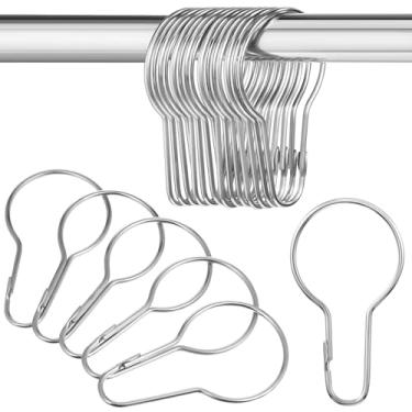Imagem de TOYANDONA Conjunto de 80 Argolas para Cortina Com Presilhas - Ganchos de Aço Inoxidável Prateados Em Formato de Cabaça, Resistentes à Ferrugem, Ideais para Cortinas de Chuveiro, Persianas,