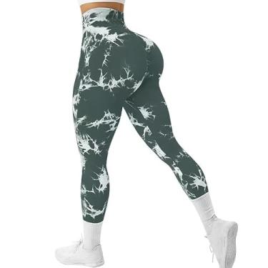 Imagem de tincolia Meia-calça feminina de ioga moderna tie dye, sem costura, alta elasticidade, controle de barriga, calça de corrida-10-GG