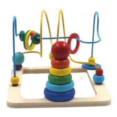 Imagem de Torre Labirinto Madeira Educativo Método Montessori Aramado - Dony Toy