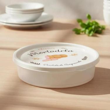 Imagem de Pote Porta Mortadela Frios Fendi Tampa Decorada Retrô Plástico Resiste