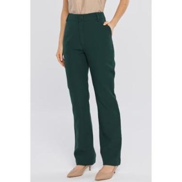 Imagem de Calça PKS de Alfaiataria Reta Clássica Verde-Feminino