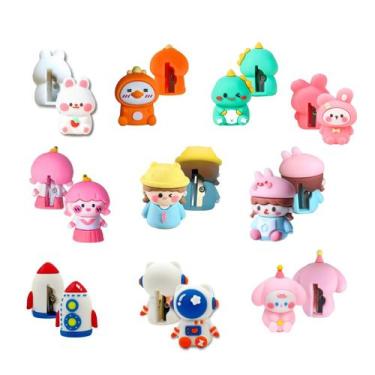 Imagem de Apontador Lápis Escolar Papelaria Fofa Manual Menina Easy Volta as Aul