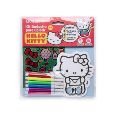 Imagem de Kit Dedoche para Colorir com Cards, Canetas e Cartela de Adesivo Hello
