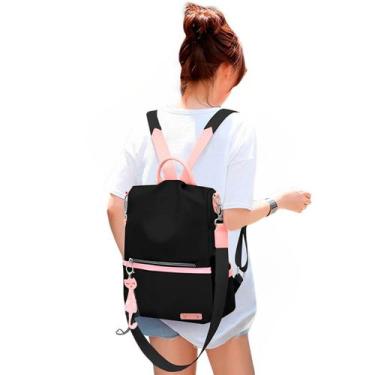 Imagem de Mochila Feminina Transversal Vira Bolsa Ombro Lateral Fechamento Antif