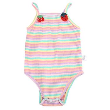 Imagem de Macacão infantil, macacão de tecido de algodão macacão de bebê absorvente de suor respirável para o verão para fotografia(Pó de cereja)