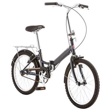 Imagem de Schwinn Bicicleta dobrável para adultos, rodas de 50,8 cm, transmissão de velocidade única, rack de transporte traseiro, bolsa de transporte, cinza