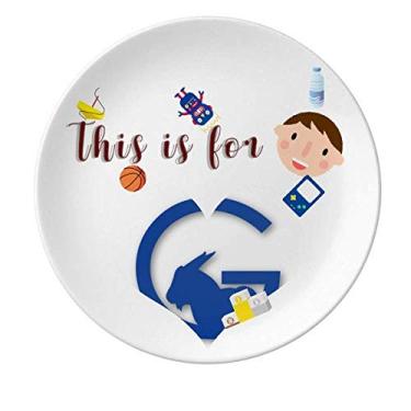 Imagem de Goats Watch Grassland Prato de porcelana para jantar redondo menino homem