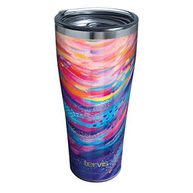 Imagem de Tervis Copo de viagem Etta Vee Happy Abstrato com Parede Tripla Mantém Bebidas Frias e Quentes, 850 g Legacy, Aço Inoxidável