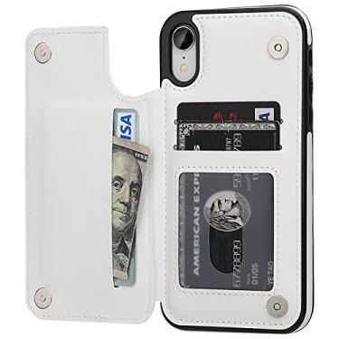 Imagem de Capa Case Carteira iPhone XR - Multifuncional 2 em 1 - Porta cartão e case. Tamanho 6.1" (iPhone XR Branca)