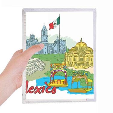 Imagem de Caderno de grafite com a bandeira da cultura do México com os famosos pontos de turista de folhas soltas diário recarregável