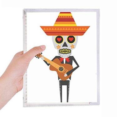 Imagem de Caderno de ilustração feliz de violão Hat Skull com folha solta diário recarregável