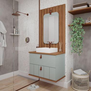 Imagem de Gabinete Para Banheiro 60cm Poli Espresso Móveis Pistache