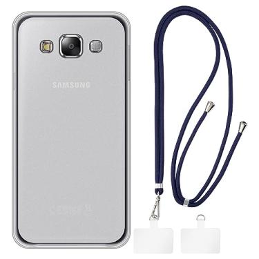 Imagem de Shantime Capa para Samsung Galaxy E5 + cordões universais para celular, pescoço/alça macia de silicone TPU capa amortecedora para Samsung Galaxy E5 (5 polegadas)