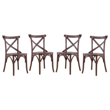 Imagem de Kit 4 Cadeiras para Mesa de Jantar Espanha 39 x 94 Cm Madeira Maciça Tauari Verniz Imbuia - rmi