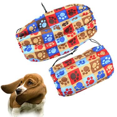 Imagem de Pacote com 2 protetores de orelha para cães com cordão ajustável para orelhas grandes e longas, mantendo a orelha limpa de sementes de grama e areia