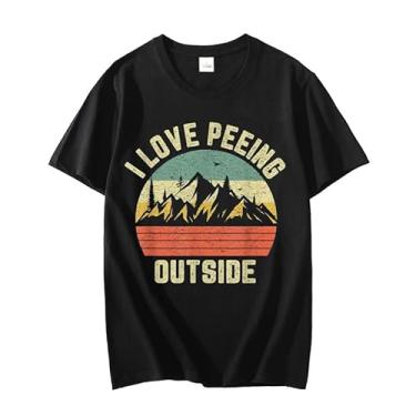 Imagem de Camiseta divertida de acampamento caminhadas ao ar livre I Love Peeing Outside camiseta moderna unissex manga curta gola redonda, Preto, G