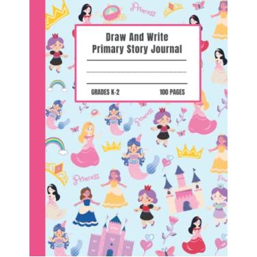 Imagem de Desenhe e escreva diário de história principal: caderno de composição primária para séries K-2 | Diário de histórias de princesa sereia com linha média pontilhada e espaço para imagens