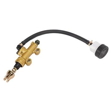 Imagem de Cilindro mestre do freio traseiro, kit de cilindro mestre da bomba do freio traseiro da motocicleta hidráulico com reservatório universal para motocicletas, veículos off-road e (Copo de óleo redondo)