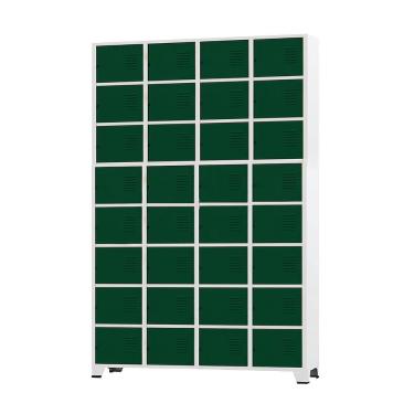 Imagem de Armário Roupeiro De Aço Para Vestiário 32 Portas Locker Verde Escuro com Chave