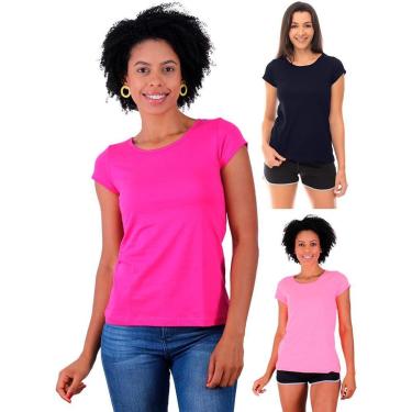Imagem de Kit 3 Camiseta Babylook MXD Conceito Lisa Sem Estampa Slim Multicolorida-Masculino