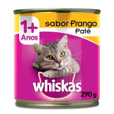 Imagem de Ração para Gatos Whiskas Adulto 1+ Anos Patê Sabor Frango Lata 290g