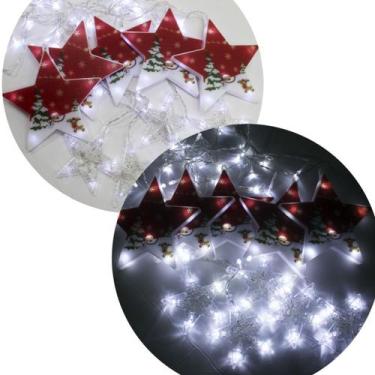 Imagem de Varal Pisca LEDs Decoração Estrelas Natal Noel Branco De 3M - Genérico