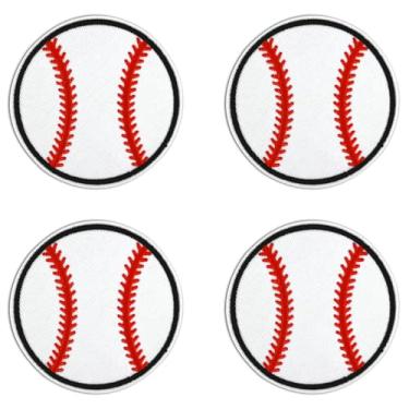 Imagem de Lesonwo 4 peças de patch de beisebol, 7,6 cm x 7,6 cm, aplique bordado DIY para camisetas, jaquetas, bonés, bolsas