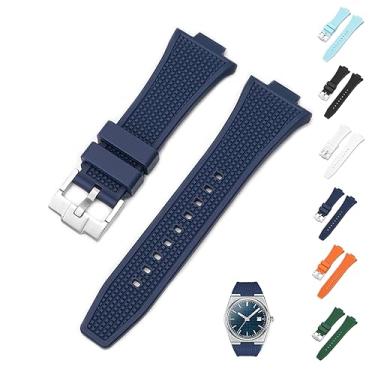 Imagem de Pulseira de borracha de 12 mm para Tissot PRX Powermatic 80 40 mm, pulseiras de relógio de substituição com fivela para Tissot PRX Series - várias cores (azul)