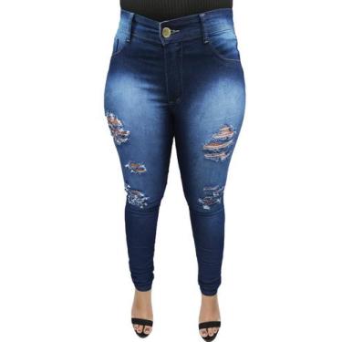 Imagem de Calça jeans feminina barata com elastano modinha sku:clf10 - R.S MODAS