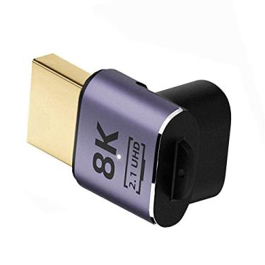 Imagem de NFHK HDMI macho para HDMI 2.1 fêmea vertical 90 graus para baixo ângulo UHD adaptador de extensão suporta HDTV 8K 60hz