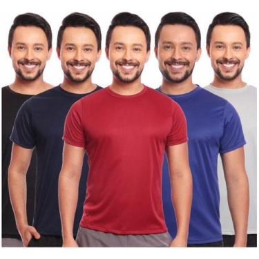 Imagem de Kit 5 Camisas Básicas Masculina Dry Fit Lisa Tradicional - MC Digital,