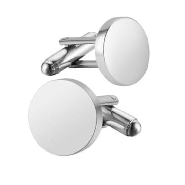 Imagem de Abotoadura Masculina Redonda inox Para Punho De Camisa Par Elegante (Prata)