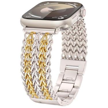 Imagem de Banda de Relógio Minyee em Aço Inoxidável Dourado para Apple Watch
