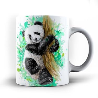 Imagem de Caneca xicara porcelana Panda na árvore 25 (Amarela)