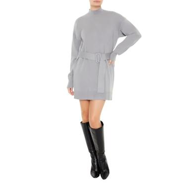 Imagem de Forever 21 Minivestido feminino com cinto, Cinza, PP